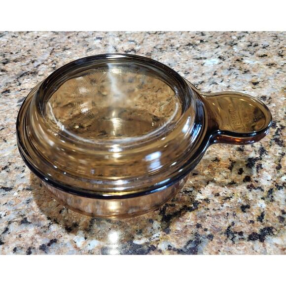 Vision Corning Amber Grab It Bowl V-150-B With Lid - Picture 12 of 13